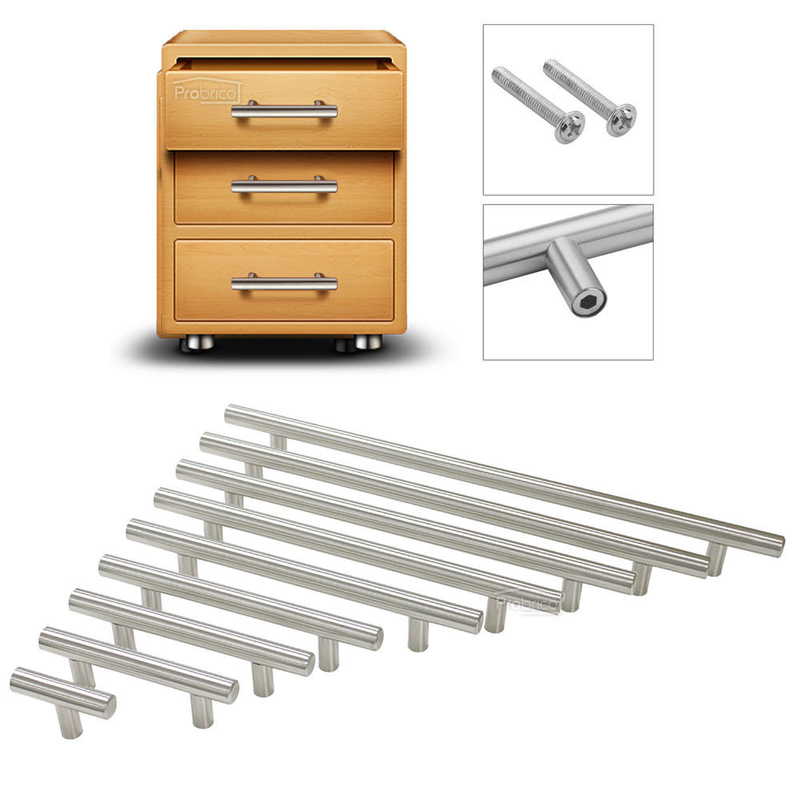 Stainless Steel Modern Kitchen Cabinet Handles T Bar Knob Polished