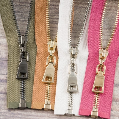 Metallic Rose Gold Decorative Metal Zippers Eco ISO For Handicrafts