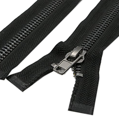 Heavy Duty Nickel Black Metal Zipper Fadeless Abrasion Resistant