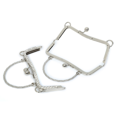 Mirror Polished Metal Clutch Frame Hardware 20×7.5cm For Purse