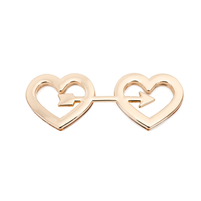 Double Heart Arrow Shape Handbag Lock Hardware Pale Gold Color